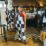 MotoBella Vintage Overalls – Checkered Rebel