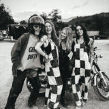 MotoBella Vintage Overalls – Checkered Rebel
