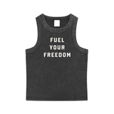 Snow Washed Tank Top, Fuel Your Freedom, Cream Lettering