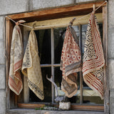 Block Print Bandana_ Natural with Black & Red Designs