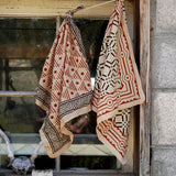 Block Print Bandana_ Natural with Black & Red Designs