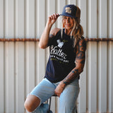 MotoBella Vintage Trucker Hat – Black & Gold Mesh