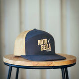 MotoBella Vintage Trucker Hat – Black & Gold Mesh